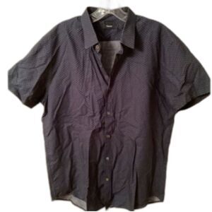 THEORY MENS LARGE DARK BLUE COTTON SHIRT